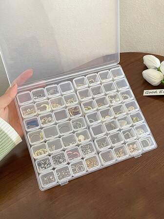 56格透明美甲首饰收纳盒，可拆卸桌面收纳盒