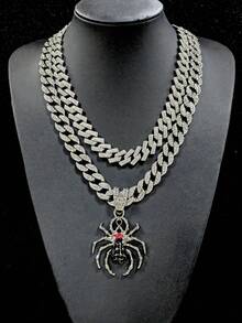 1 mặt dây chuyền hình nhện Punk Gothic, thời trang và độc đáo cho tiệc Halloween, phù hợp cho cả nam và nữ - mặt dây chuyền nhện - Xem 12