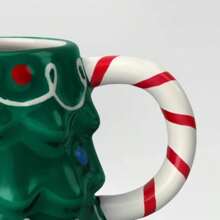 15oz Earthenware Figural Christmas Tree Mug - Dark Green - View 3