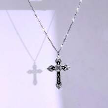 朋克风格水钻天使翅膀和吊坠项链，钛钢，适合男女日常佩戴，礼物 - 銀色 - 查看 15