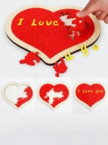 大型木制心形拼图 - 婚礼、派对和情人节礼物的完美道具 - 有趣而独特的心形拼图、圣诞派对情侣氛围道具 - 彩色 - 查看 2