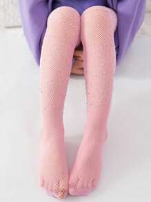 1條時尚鑽石網襪女童款,舒適透氣,適合日常穿著 - 玫紅色 - 查看 12