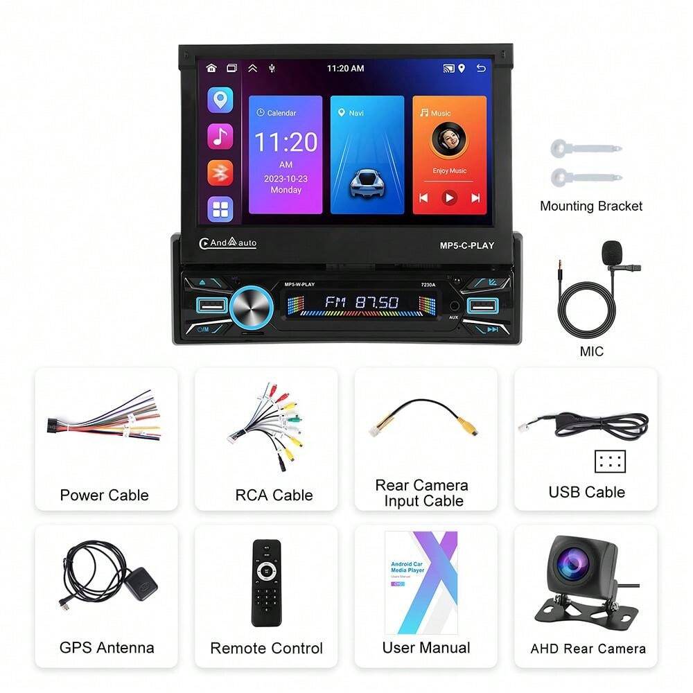 Single Din 2G+64G Android Car Stereo Wireless Carplay Android Auto, 7