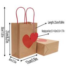 Bộ 30/20/10 Bộ túi quà tặng ngày lễ tình nhân thiết thực, có thẻ treo và dây thừng màu đỏ và trắng, Túi đựng quà bằng giấy Kraft có quai xách, Túi đựng kẹo ngày lễ tình nhân, Túi đựng quà, Túi đựng quà tiệc trái tim đỏ, Hoàn hảo để trang trí và lưu trữ cho bữa tiệc ngày lễ tình nhân - nâu và đỏ - Xem 10