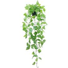 4pcs Artificial Hanging Plants, Potted Green Faux Grass & Ferns Plant, Fake Succulent Plant Hangers, Mandala Vine, Ivy For Wall Shelf, Home, Yard, Garden, Indoors And Outdoors Decoration, Valentine Day, Gift Gifts Birthday Graduation