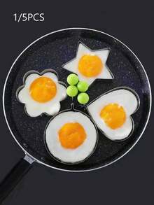 1/5 件金属饼干切刀，创意星形饼干切刀，心形和花形蛋圈，不锈钢饼干模具，圆形/心形/花形蛋模具，室内户外烘焙工具，蛋糕、糕点和三明治烘焙用具 - 花朵、心形和星形，适用于厨房烘焙工具和生日派对 - 彩色 - 查看 9