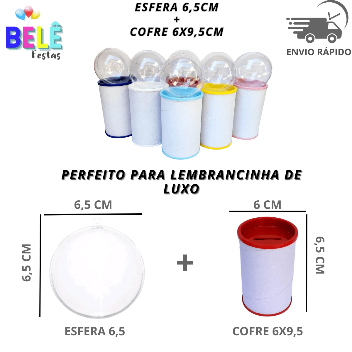 Kit 10 Spheres + 10 Cardboard Boxes 6x9.5 Perfect For Luxury Party And Birthday Souvenirs - 淺粉色 - 查看 1