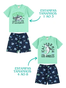 BOYS' SET FOR CHILDREN AND YOUTH SUMMER 2 PIECES Blouse And Shorts 1 To 8 - Màu xanh Bạc hà - Xem 2