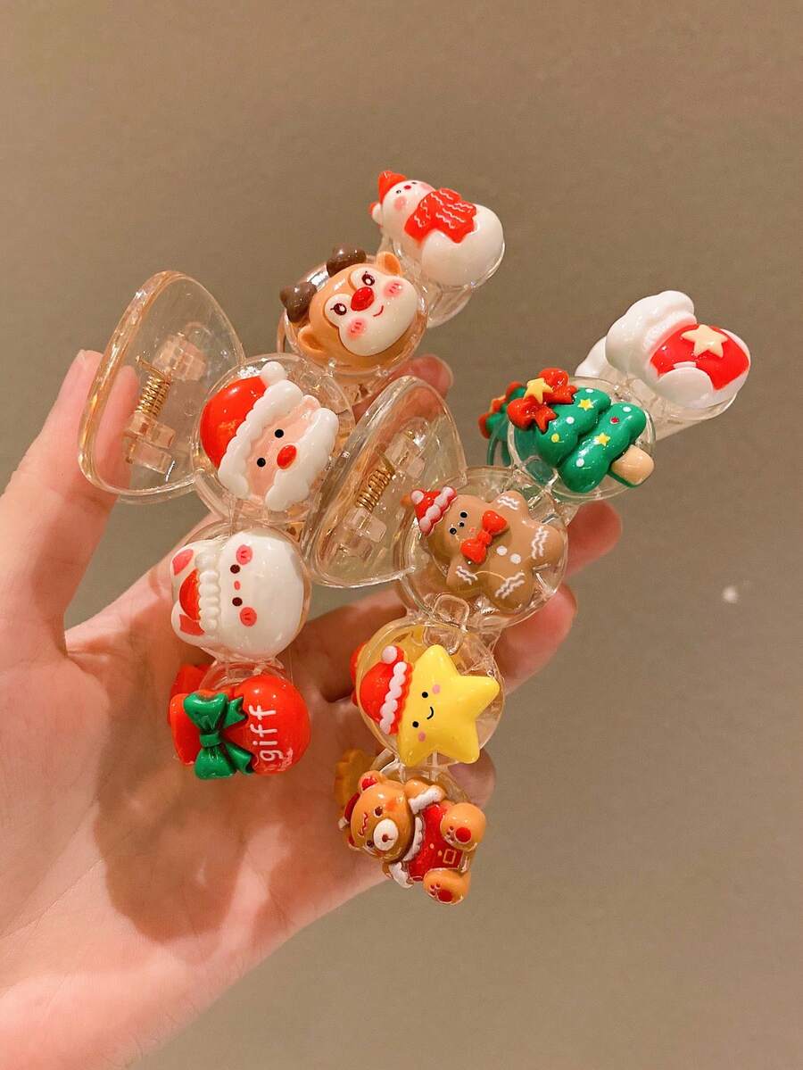 1 或 2 个儿童圣诞发夹可爱大号发爪鳄鱼夹 - 彩色 - 查看 1
