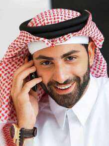 Adult Men's Classic Arabic Head Band, UAE Dubai Headgear, Scarf Turban Headwrap, Desert Headdress Accessories - Black - View 3