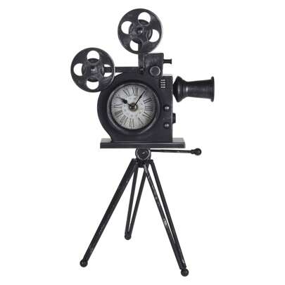  Well Home Bureauklok model filmcamera van zwart metaal 29x22x53 cm