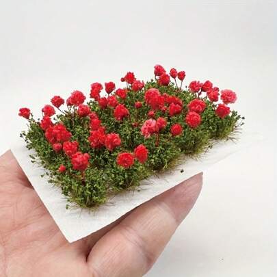 20pcs/Box Real Flower Cluster Model, Miniature Artificial Rose Flower Static Small Flower Model, Landscape Scenery, Architectural Diorama Material DIY Handcraft, Terrain Model Kit, Resin Static Scenery Model For Train Layout, Artificial Grass Tuft Miniature Suitable For Dollhouse, Miniature Landscape, Fairy Garden And Train Model Railway