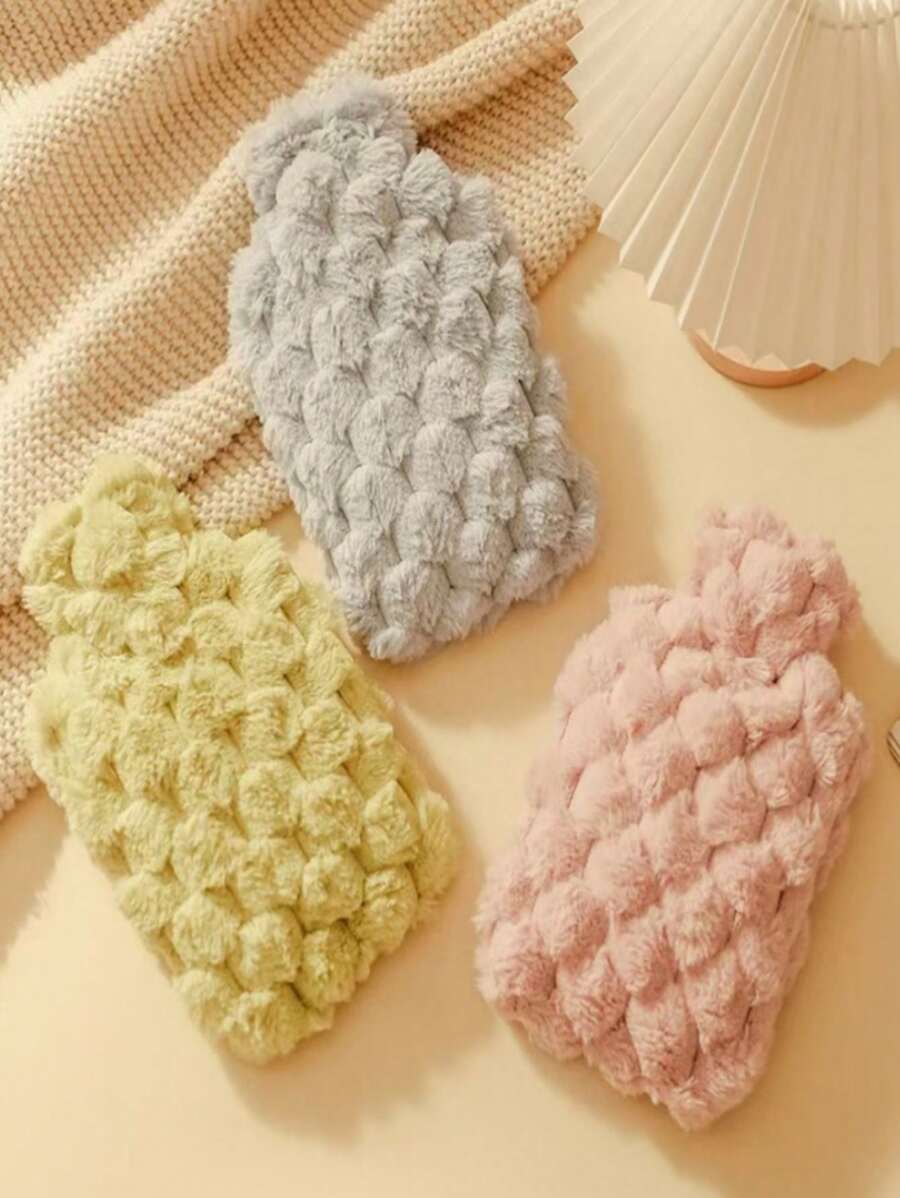 1pc Plush Checkered Water Filling Hand Warmer Bag, Suitable For Warming