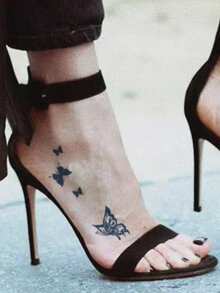 1pc Minimalist Butterfly Pattern Temporary Tattoo Sticker, Small Area Fake Tattoo Sticker, Herbal Waterproof Realistic Tattoo Sticker Lasts 7-15 Days, Suitable For Daily Body Decoration - Blue - View 5