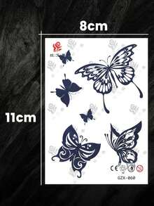 1pc Minimalist Butterfly Pattern Temporary Tattoo Sticker, Small Area Fake Tattoo Sticker, Herbal Waterproof Realistic Tattoo Sticker Lasts 7-15 Days, Suitable For Daily Body Decoration - Blue - View 6