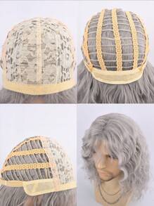 Joyluck Men's Gray Long Curly Wig, High-Quality Synthetic Wig, Suitable For Daily Wear Or Costume Party - Grey - View 8