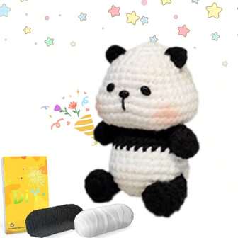 DIY Panda Animal Crochet Kit For Beginners, Amigurumi Stuffed Plants - Gift Animal Crochet Starter Kit All-In-One Complete Crochet Kit Learn To Crochet Sets With Instructions And Step By Step Video Tutorials For Adults