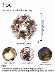 1pc 50CM Maple Leaf Wreath With Artificial Berries, Rustic Wooden And Rattan Material, Artificial Flower Wreath For Thanksgiving/Christmas Home Wedding Fireplace Party Decor, Room Decor - Multicolor - View 7