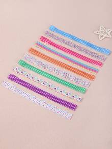 10 件高品质弹力打结头带，彩色简约花卉弹性发带防滑，窄头带适合瑜伽、日常、派对和庆祝活动 - 彩色 - 查看 3