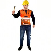 Disfraz de camiseta de obrero de construcción para hombres, disfraz para fiesta divertida - Multicolor - Ver 5