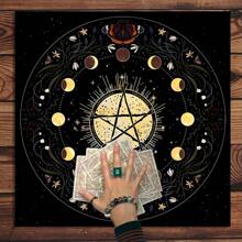 1pc Moon Phase Tarot Card Tablecloth Altar Cloth Playing Cards Mat Board Game Tablecloth For Pagan Pendulum Witchcraft Mat Witctar Decor - Multicolor - View 4