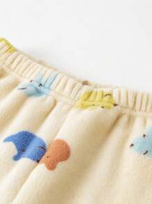 mini bala 男童和女童双面羊毛家居服睡衣套装婴儿加厚睡衣冬季系列 - 咖啡棕 - 查看 10