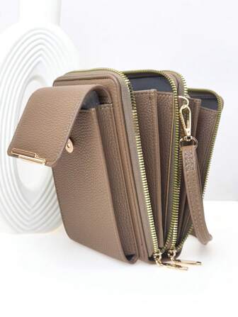 MINGYOU Nouveau sac messager portefeuille mode brodé, zippers doubles souples et multifonctionnel grande capacité pour téléphone portable. Sac messager doux, mignon et élégant pour femmes et jeunes étudiantes. Convient pour le shopping, les sorties et les cadeaux