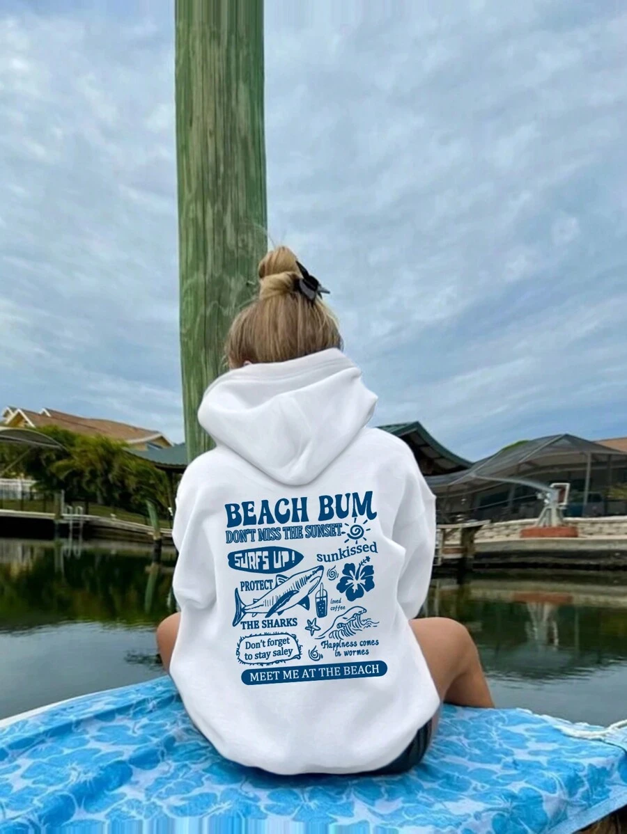 1 chiếc áo nỉ dài tay dày dặn giữ nhiệt cho bé gái tuổi teen - Có thể giặt máy, cổ tay bo gân, áo nỉ chủ đề đại dương dành cho bé gái thích phiêu lưu, mùa thu/đông. - trắng - Xem 1