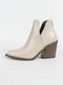 Botas de tobillo estilo francés para mujeres, modelo 2024, botas de inspiración británica para otoño/invierno, nuevas botas de tobillo con tacón grueso, puntera afilada y estilo occidental con cremallera trasera