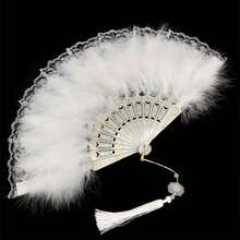1pc Artificial Feather Fan Dance Performance Fan Elegant Handheld Vintage Fan Best Gifts - Multicolor - View 14