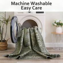 Washable Rug For Living Room Bedroom, Area Rugs Neutral Soft Vintage Print Carpet In Sage Green, Low Pile Mat With Non-Slip Rubber Backing - Cây xô thơm xanh - Xem 5