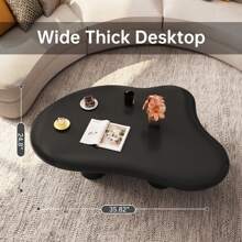 Cloud Coffee Table, Cute Coffee Table, Black Coffee Table, Upgraded White Modern Tea Table, Irregular Indoor End Table For Living Room, Free Shape Coffee Table With 4 Legs, Guyii - màu đen - Xem 10