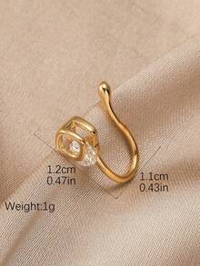 yhvmcl 1 件水钻和方晶锆石蝴蝶装饰奢华鼻夹，优雅风格，适合女性日常佩戴 - 金黃色 - 查看 3