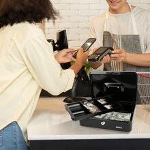 Eagle Cash Box With Money Tray, Money Box With Key Lock & Carrying Handle, Metal Safe Box For Money, Available In Medium Large - Red - View 7