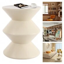 2 Tier Side Table For Couch, Sofa & Chair, Sofa Stool Small Night Stand, Decor End Table For Coffee Living Room, Bedroom, Indoor & Outdoor White/Black 14.57*14.57*10.63in - 彩色 - 查看 2