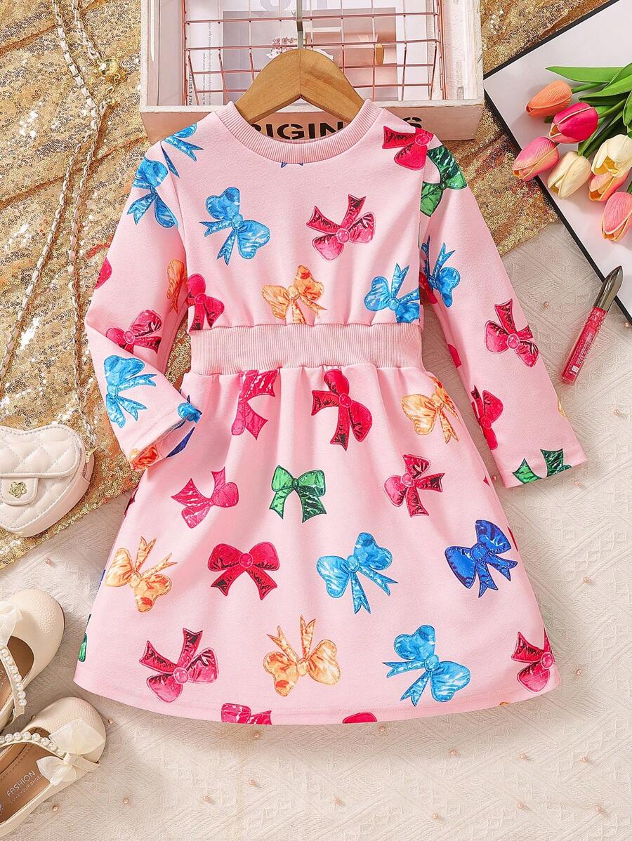 Váy in nơ cho bé gái - Hồng - Xem 1