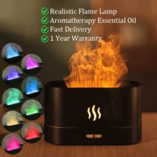 Aroma Diffuser Air Humidifier Ultrasonic Cool Mist Maker Fogger Led Essential Oil Flame Lamp Difusor 3D Simulation Flame Aromatherapy Machine USB Home Fragrance Small Appliances Desktop Colorful Flame Humidifier - Flame - View 3