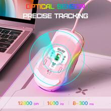 ONIKUMA CW925 Pink Esports Gaming Mouse USB Gaming Mouse RGB LED Color Inspiration Design Button DPI 12800 - Pink - View 3