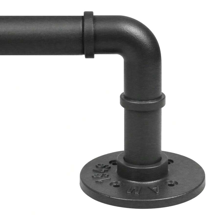 Industrial Curtain Rod, 1 Inch Curtain Rod, Outdoor Curtain Rod, Curtain Rods For Windows, Hanging Curtain Rod, Black Curtain Rod, Rustic Curtain Rod, Curtain Rod Set With Brackets - 黑色 - 查看 1