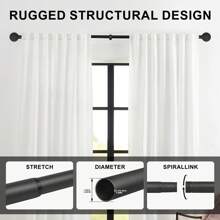 Industrial Curtain Rod, 1 Inch Curtain Rod, Outdoor Curtain Rod, Curtain Rods For Windows, Hanging Curtain Rod, Black Curtain Rod, Rustic Curtain Rod, Curtain Rod Set With Brackets - màu đen - Xem 4
