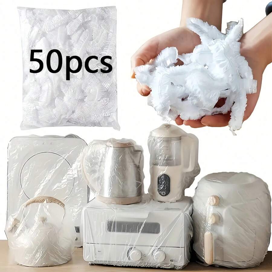 50pcs Household Dust Cover, Disposable Dust Cover, Appliance Dust Cover, Waterproof, Multi-Purpose Dust Cover, Suitable For Microwave, Rice Cooker, Household Kitchen Accessories