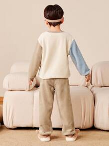 mini bala 男童和女童双面羊毛家居服睡衣套装婴儿加厚睡衣冬季系列