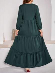 Women's Elegant Solid Color Long Sleeve Dress, Spring/Summer, Modest