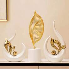 2/1 Pc White Gold Home Decor Accent Ceramic Statue Abstract Sculptures Centerpieces Mid Century Modern Decor For Tables Coffee Table Top Decorations For Living Room Desktop Shelf Dining Room Kitchen Birthday Gifts Graduation