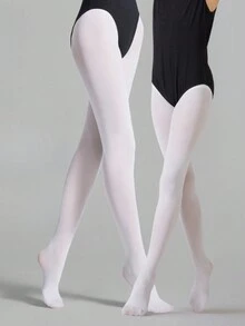 1 双女孩白色舞蹈紧身裤/练习裤 - 白色 - 查看 4