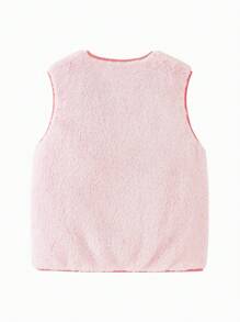 mini bala Boys' And Girls' Double-Sided Fleece Warm Homewear Vest Baby Stomach-Protecting Fleece Vest - Pink - View 7