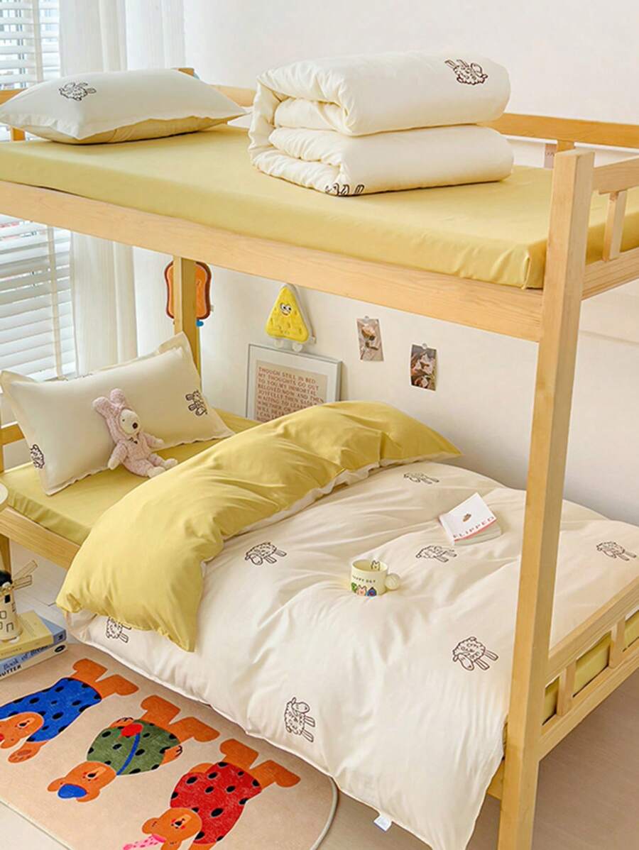 4 PIEZAS (1 Funda Nórdica + 1 Sábana Ajustable + 2 Fundas de Almohada) Juego de Ropa de Cama Estampada, Antideslizante 360°, Sin Blanqueadores Ópticos, Amigable con la Piel, Absorbente, Suave, Textura Fina, Lavable, Antibacteriano, Juego de Ropa de Cama Cálida que Incluye Funda Nórdica, Sábana Ajustable, 2 Fundas de Almohada, Adecuado para Dormitorio, Habitación de Invitados, Dormitorio, para Todos los Miembros de la Familia, Uso en Todas las Estaciones