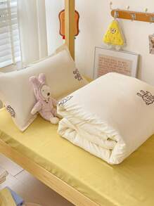 4 PIEZAS (1 Funda Nórdica + 1 Sábana Ajustable + 2 Fundas de Almohada) Juego de Ropa de Cama Estampada, Antideslizante 360°, Sin Blanqueadores Ópticos, Amigable con la Piel, Absorbente, Suave, Textura Fina, Lavable, Antibacteriano, Juego de Ropa de Cama Cálida que Incluye Funda Nórdica, Sábana Ajustable, 2 Fundas de Almohada, Adecuado para Dormitorio, Habitación de Invitados, Dormitorio, para Todos los Miembros de la Familia, Uso en Todas las Estaciones - ovejita amarilla - Ver 8