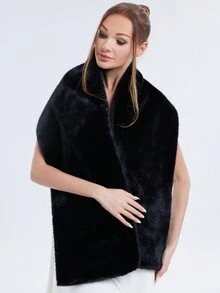 1pc New Fashionable Long Fleece Solid Color Cape, Versatile Poncho For Women, Elegant Daily Outerwear For Winter - View 1
