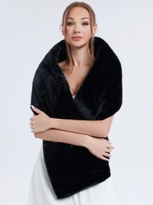 1pc New Fashionable Long Fleece Solid Color Cape, Versatile Poncho For Women, Elegant Daily Outerwear For Winter - View 7